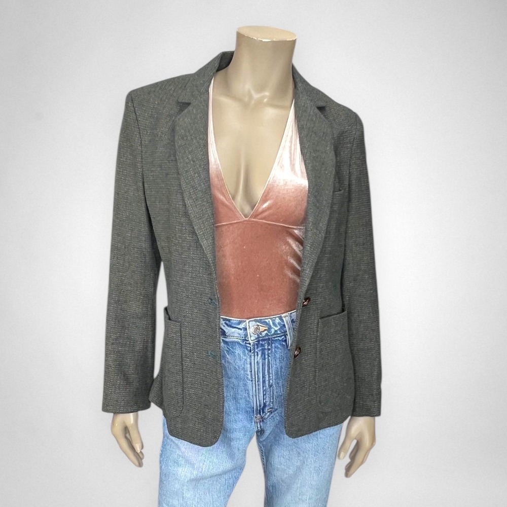 Vintage OSCAR DE LA RENTA Green Tweed Blazer Jacket 14